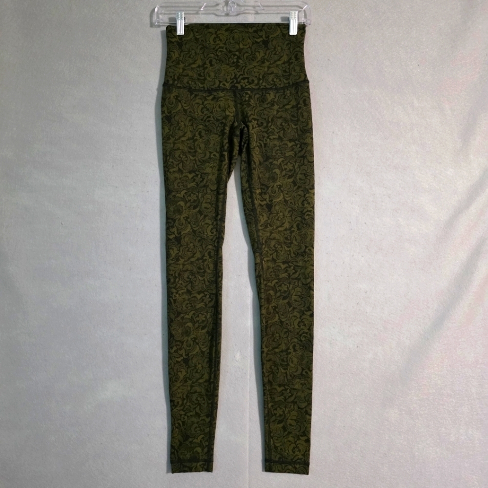 Lululemon Womens Wunder Under Pant Hi Rise Pencil Lace Brave Olive Black Size 6